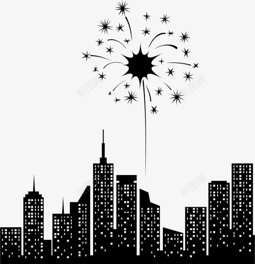 烟花庆祝城市图标svg_新图网 https://ixintu.com 城市 天际线 庆祝 新年快乐 烟花