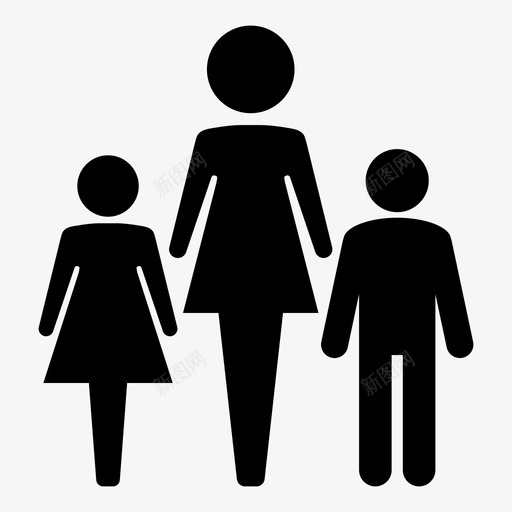 母亲和孩子女儿家人图标svg_新图网 https://ixintu.com 儿子 女儿 家人 母亲和孩子