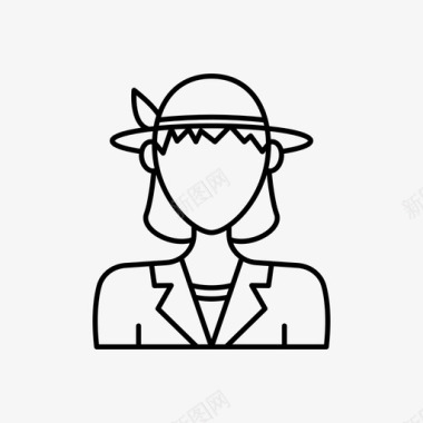 戴帽子的女人头像女性图标图标