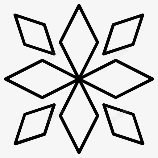 菱形几何形雪花图标svg_新图网 https://ixintu.com 冬季 几何形 菱形 雪花