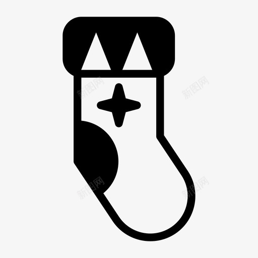 圣诞袜装饰袜子图标svg_新图网 https://ixintu.com 圣诞袜 星星 袜子 装饰