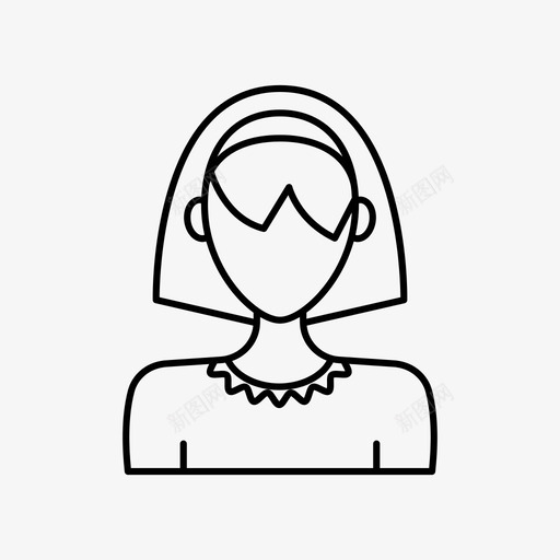 带发带的女孩化身女性图标svg_新图网 https://ixintu.com 个人资料 化身 化身女性 女性 带发带的女孩