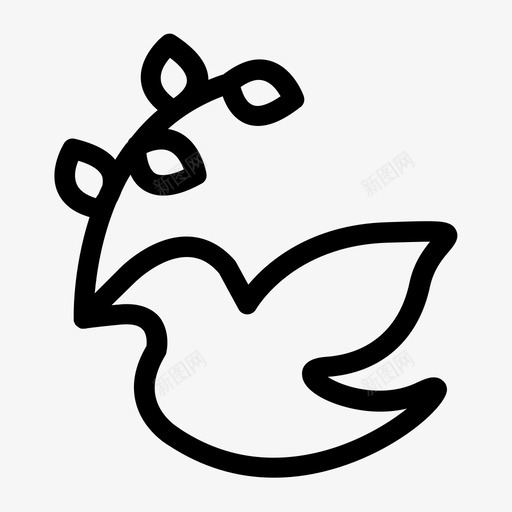 鸽子小鸟橄榄枝图标svg_新图网 https://ixintu.com 和平 小鸟 橄榄枝 热爱和平 鸽子