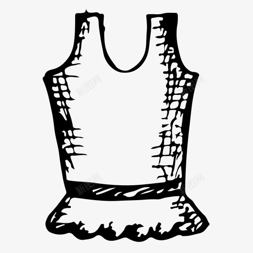 背心衣服手绘图标svg_新图网 https://ixintu.com 手绘 穿着 素描 背心 衣服