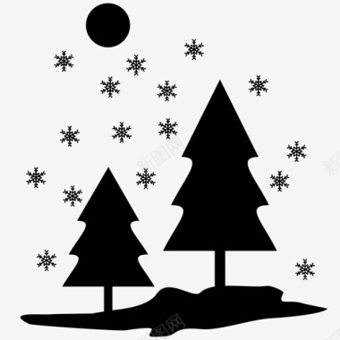 圣诞树雪花冬天图标图标