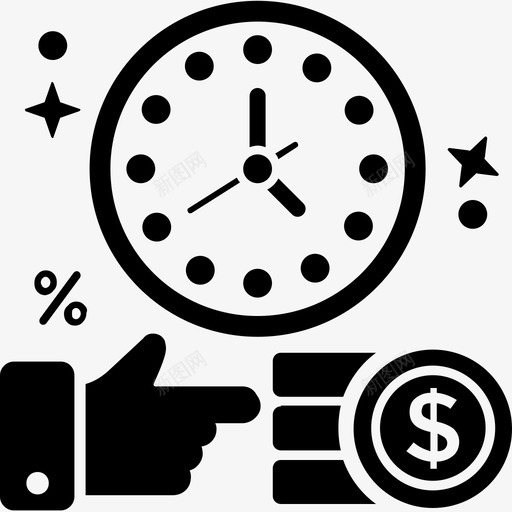 时间就是金钱省钱守时图标svg_新图网 https://ixintu.com 企业管理字形图标 守时 时间价值 时间就是金钱 时间管理 省钱