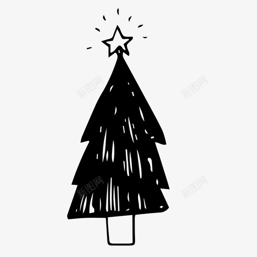 圣诞树圣诞涂鸦星星图标svg_新图网 https://ixintu.com 冬天的涂鸦 圣诞树 圣诞涂鸦 星星
