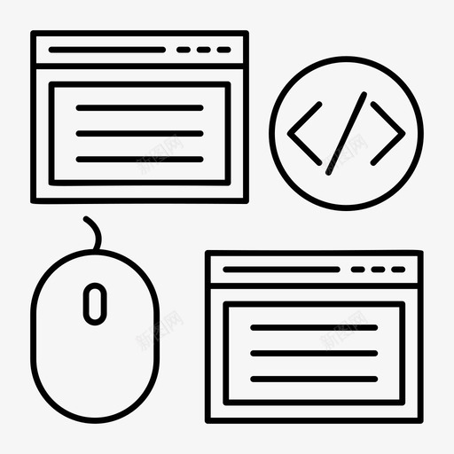 网页编码鼠标图标svg_新图网 https://ixintu.com 技术 编码 编程 网页 网页和搜索引擎优化线图标 鼠标
