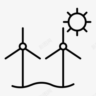 风力涡轮机能源自然图标图标