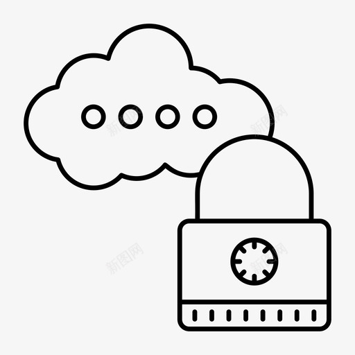 云锁安全图标svg_新图网 https://ixintu.com 云 安全 技术 服务器 网络和搜索引擎优化线图标 锁