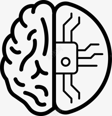 部分皮质植入大脑控制论图标图标