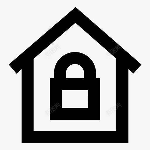 家房子的安全锁图标svg_新图网 https://ixintu.com 安全 家 房子的安全 锁
