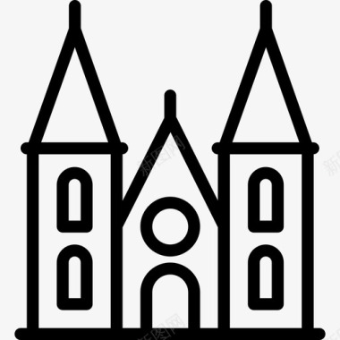 天主教堂线性建筑直线建筑图标图标