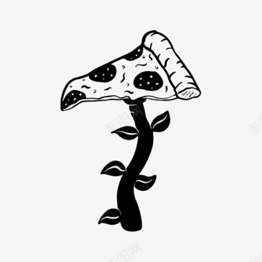 披萨食品手绘素描图标图标