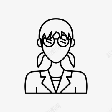 戴眼镜的女人化身雇员图标图标
