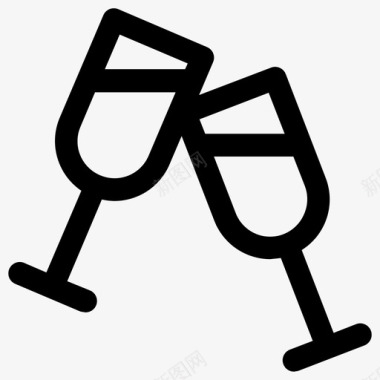 玻璃杯香槟派对图标图标