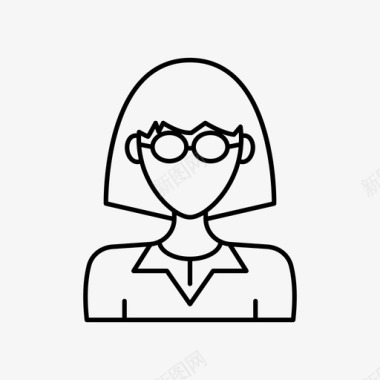 戴眼镜的女人化身短发图标图标