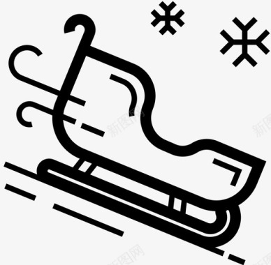 雪橇圣诞节新年图标图标