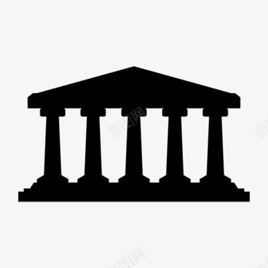 希腊神庙古董圆柱图标图标