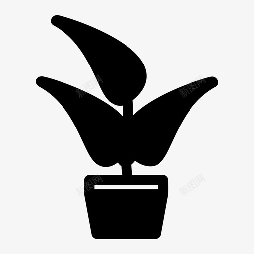 盆栽植物室内植物叶子图标svg_新图网 https://ixintu.com 叶子 室内植物 盆栽植物 花瓶