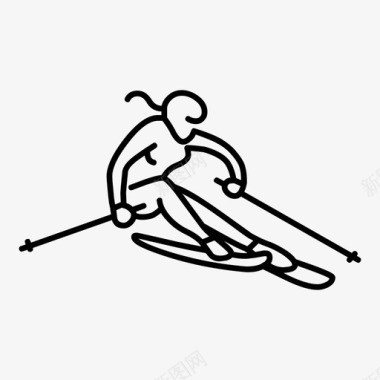 滑雪女人女人冒险图标图标
