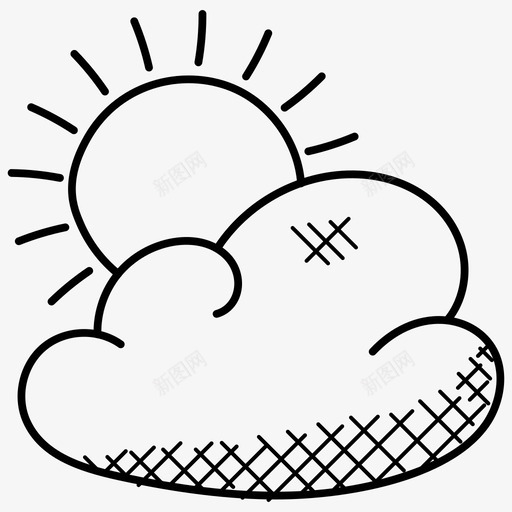 有云的太阳宜人的天气天气预报图标svg_新图网 https://ixintu.com 天气报告 天气涂鸦图标 天气预报 宜人的天气 有云的太阳