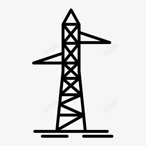 电线塔电力高压图标svg_新图网 https://ixintu.com 其他线路图标 发电厂 发电站 电力 电力线 电线塔 高压