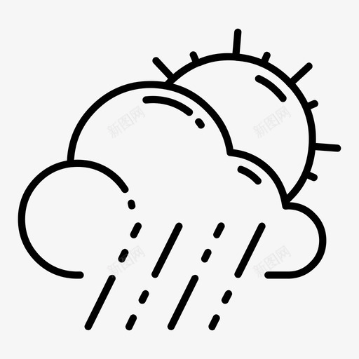 雨天云太阳图标svg_新图网 https://ixintu.com 云 天气 天气线 太阳 雨天