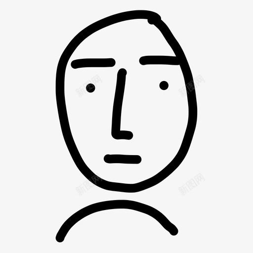 中性面部手绘图标svg_新图网 https://ixintu.com 中性 人 好的 手绘 脸和人手绘 面部