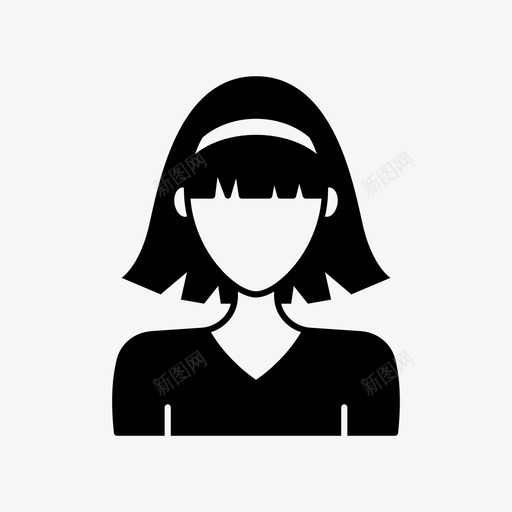 带发带的女人化身女性图标svg_新图网 https://ixintu.com 侧面 化身 化身女人 女性 带发带的女人 短发