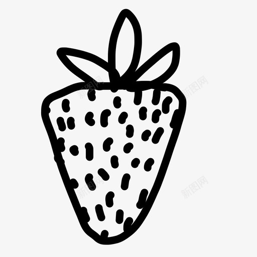草莓水果手绘图标svg_新图网 https://ixintu.com 手绘 手绘物品 水果 甜味 草莓