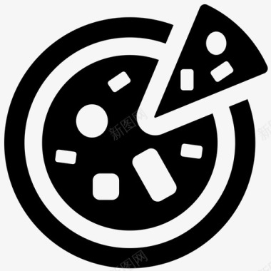 披萨和切片食物晚餐图标图标