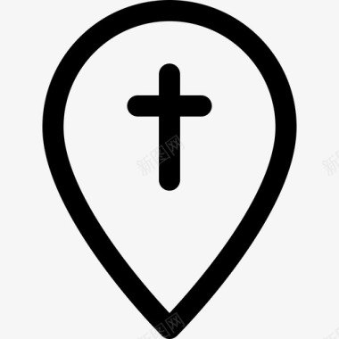 教堂位置十字架目的地图标图标