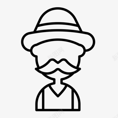 男人帽子胡子图标图标