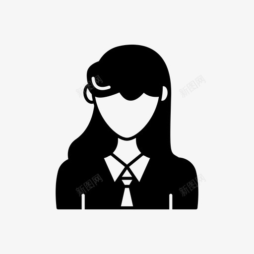 女人化身长发领带图标svg_新图网 https://ixintu.com 化身女人 女人化身 用户 长发 领带