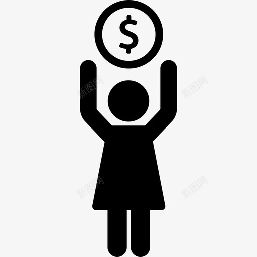 拿着大硬币生意胜利的女人图标svg_新图网 https://ixintu.com 拿着大硬币 生意 胜利的女人