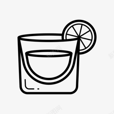 杜松子酒玻璃杯柠檬图标图标
