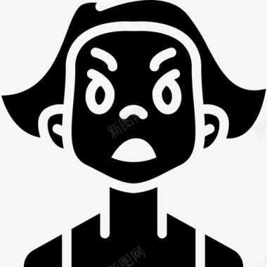 愤怒的女孩阿凡达卡通图标图标