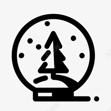 雪球毛皮树玻璃图标图标