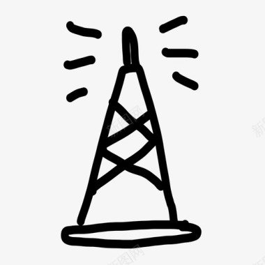 无线电塔手绘信号图标图标