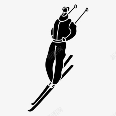 滑雪涂鸦运动图标图标