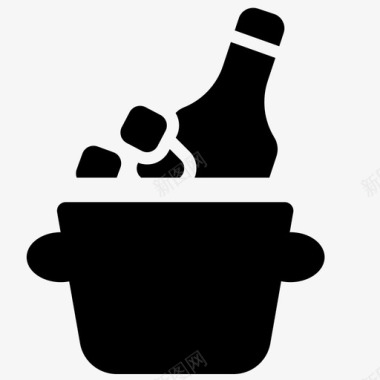 香槟配桶和冰块食物晚餐图标图标