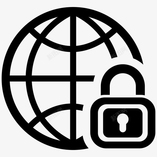 网络安全地球仪锁图标svg_新图网 https://ixintu.com 互联网安全 保护 地球仪 网络安全 锁