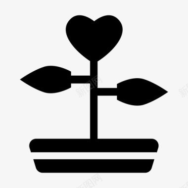 植物盆栽植物情人节铭文图标图标