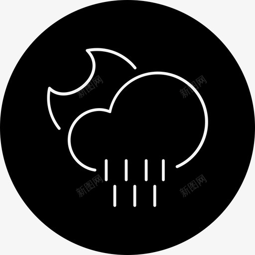 雨预报晚上图标svg_新图网 https://ixintu.com 下雨 天气 晚上 雨 预报