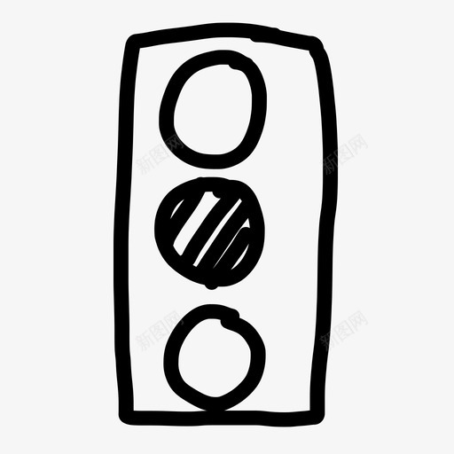 黄灯警示手绘图标svg_新图网 https://ixintu.com 手绘 手绘对象 红绿灯 草图 警示 黄灯