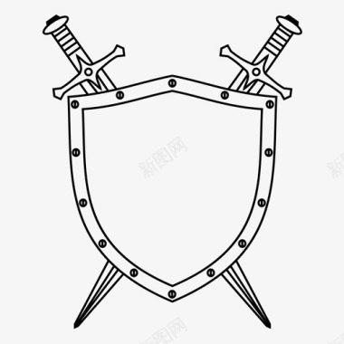 中世纪盾牌交叉剑守卫图标图标