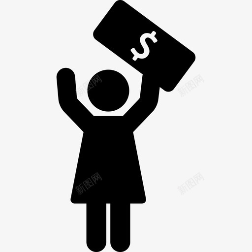 拿着美元钞票生意胜利的女人图标svg_新图网 https://ixintu.com 拿着美元钞票 生意 胜利的女人