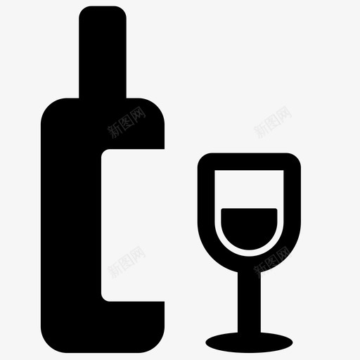 酒瓶和玻璃杯食物晚餐图标svg_新图网 https://ixintu.com 晚餐 酒瓶和玻璃杯 食物