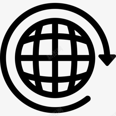 带有圆形箭头地图和标志的全球分发共享图标图标